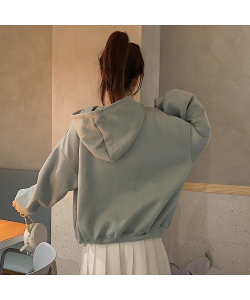 DEVICE（デバイス）の「韓国風 フリース オーバーサイズ カレッジロゴ ルーズパーカー（パーカー・メンズ・パープル/グレー/グリーン・FREE）」の6枚目の写真