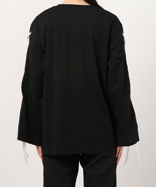 WEGO（ウィゴー）の「WEGO/レースアップスリーブクマロンT（Tシャツ/カットソー・レディース・ブラック/ブラック系その他・FREE）」の4枚目の写真