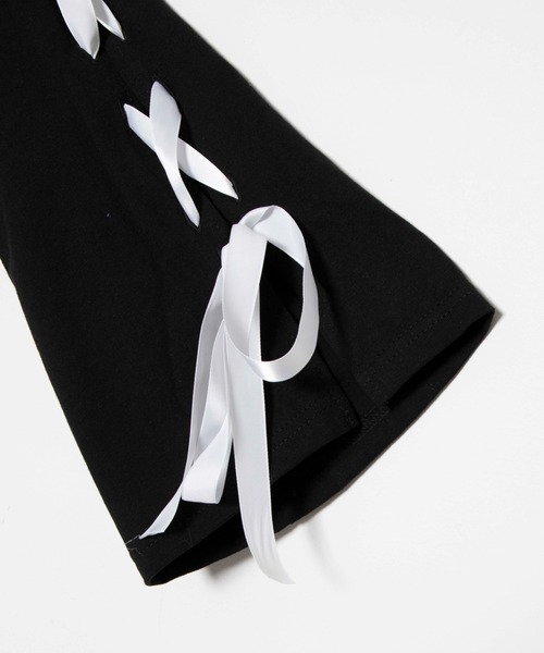 WEGO（ウィゴー）の「WEGO/レースアップスリーブクマロンT（Tシャツ/カットソー・レディース・ブラック/ブラック系その他・FREE）」の9枚目の写真