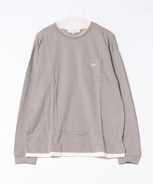 STYLEBLOCK(スタイルブロック)の「ミニ裏毛フェイクレイヤードロンT(Tシャツ/カットソー・メンズ・ベージュ/ブラウン/グレー/カーキ/サックスブルー/ピンク/オートミール/チャコール・LL/M/L)」の2枚目の写真