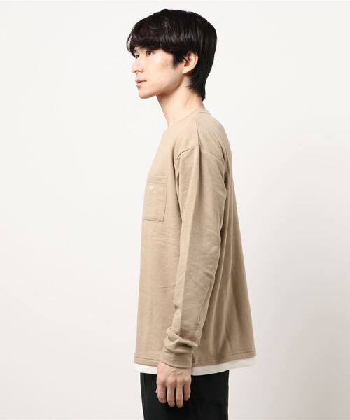 STYLEBLOCK(スタイルブロック)の「ミニ裏毛フェイクレイヤードロンT(Tシャツ/カットソー・メンズ・ベージュ/ブラウン/グレー/カーキ/サックスブルー/ピンク/オートミール/チャコール・LL/M/L)」の9枚目の写真