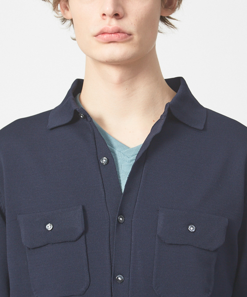 ABAHOUSE（アバハウス）の「ハイストレッチ PE 天竺 ポロ カーディガンジャケット（カーディガン/ボレロ・メンズ・ネイビー/グレイッシュベージュ/カーキ・44/48/46）」の7枚目の写真