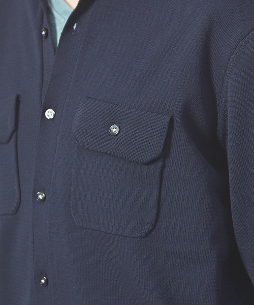 ABAHOUSE（アバハウス）の「ハイストレッチ PE 天竺 ポロ カーディガンジャケット（カーディガン/ボレロ・メンズ・ネイビー/グレイッシュベージュ/カーキ・44/48/46）」の10枚目の写真