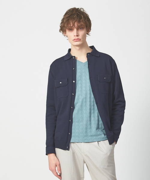 ABAHOUSE（アバハウス）の「ハイストレッチ PE 天竺 ポロ カーディガンジャケット（カーディガン/ボレロ・メンズ・ネイビー/グレイッシュベージュ/カーキ・44/48/46）」の13枚目の写真