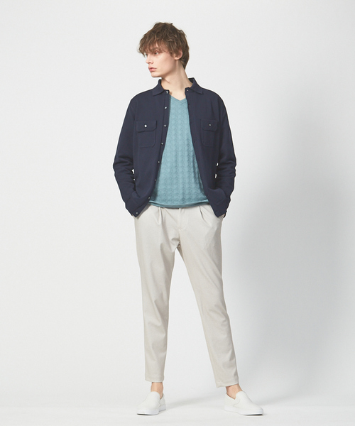 ABAHOUSE（アバハウス）の「ハイストレッチ PE 天竺 ポロ カーディガンジャケット（カーディガン/ボレロ・メンズ・ネイビー/グレイッシュベージュ/カーキ・44/48/46）」の14枚目の写真