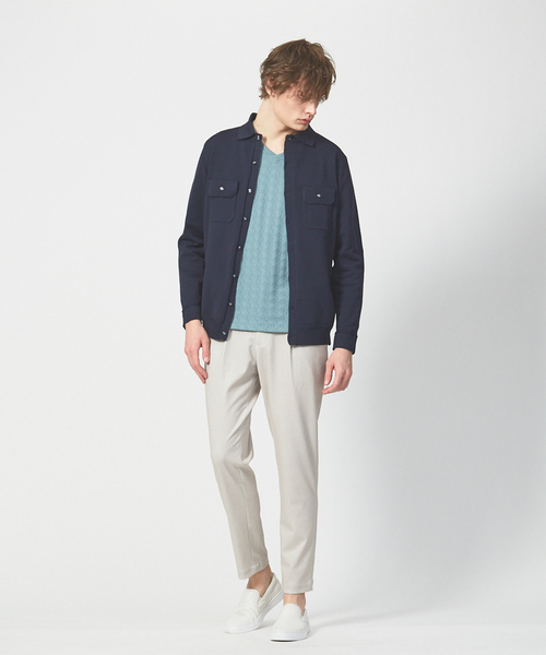 ABAHOUSE（アバハウス）の「ハイストレッチ PE 天竺 ポロ カーディガンジャケット（カーディガン/ボレロ・メンズ・ネイビー/グレイッシュベージュ/カーキ・44/48/46）」の15枚目の写真