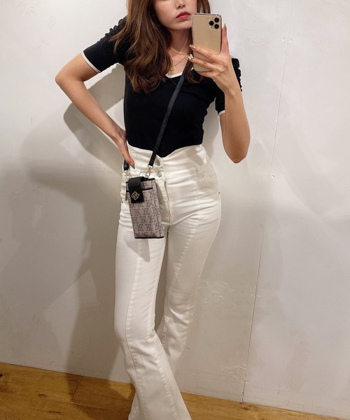 ROYAL PARTY(ロイヤルパーティー)の「パワショルラインカラートップス(Tシャツ/カットソー・レディース・オフホワイト/ベージュ/ブラック・FREE)」の15枚目の写真