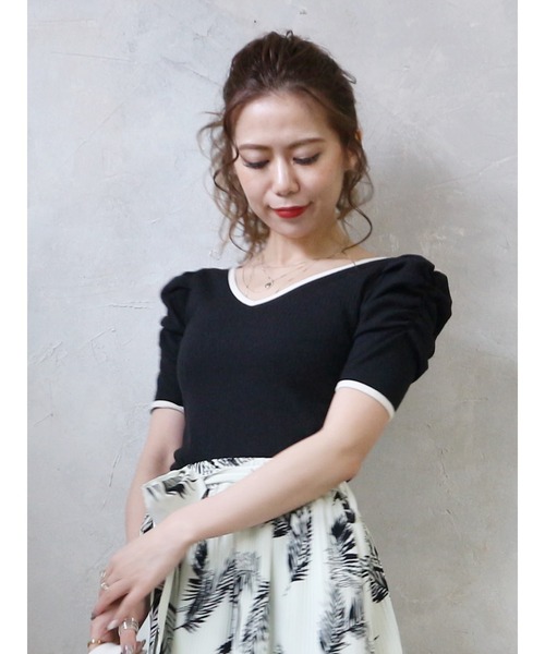 ROYAL PARTY(ロイヤルパーティー)の「パワショルラインカラートップス(Tシャツ/カットソー・レディース・オフホワイト/ベージュ/ブラック・FREE)」の18枚目の写真