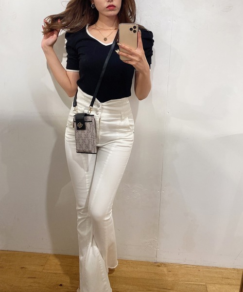 ROYAL PARTY(ロイヤルパーティー)の「パワショルラインカラートップス(Tシャツ/カットソー・レディース・オフホワイト/ベージュ/ブラック・FREE)」の16枚目の写真