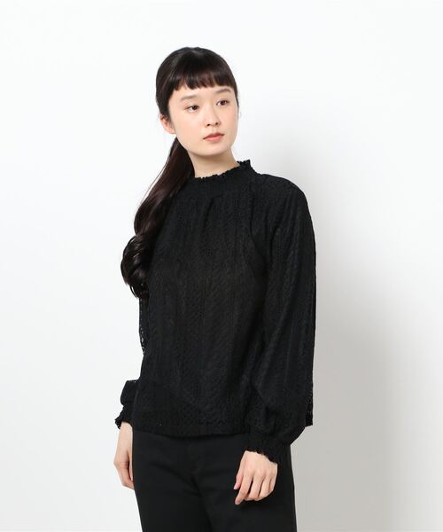 N.(N. Natural Beauty Basic)(エヌエヌナチュラルビューティーベーシック)の「レースシャーリングネックブラウス(シャツ/ブラウス・レディース・ブラック/ホワイト/ブルー・MEDIUM)」の11枚目の写真