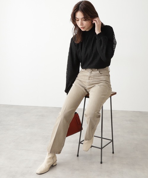 N.(N. Natural Beauty Basic)(エヌエヌナチュラルビューティーベーシック)の「レースシャーリングネックブラウス(シャツ/ブラウス・レディース・ブラック/ホワイト/ブルー・MEDIUM)」の7枚目の写真