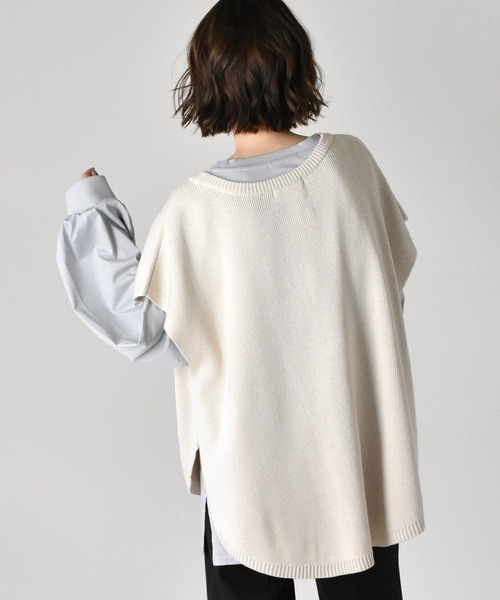 RETRO GIRL（レトロガール）の「ニットカフタンベスト（ベスト・レディース・ライトグレー/オフホワイト/グリーン・FREE）」の11枚目の写真