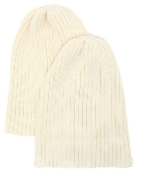 603（ロクマルサン）の「603 2piecesニット帽 （ニットキャップ/ビーニー・レディース・オフホワイト/ブラック/グレー・FREE）」の2枚目の写真