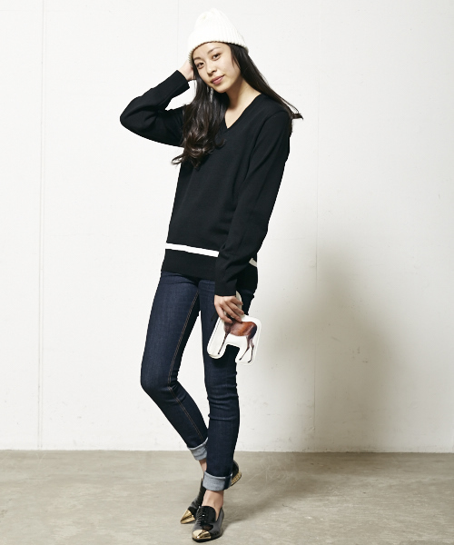 603（ロクマルサン）の「603 2piecesニット帽 （ニットキャップ/ビーニー・レディース・オフホワイト/ブラック/グレー・FREE）」の15枚目の写真