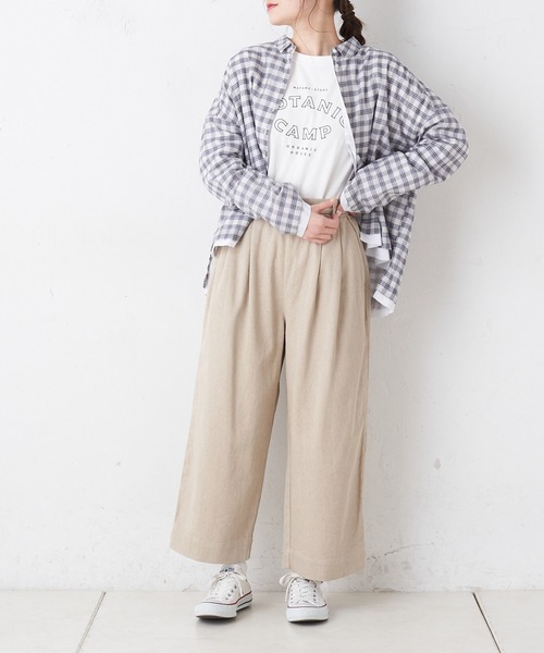 PUAL CE CIN(ピュアルセシン)の「綿麻カツラギストレッチタックパンツ(その他パンツ・レディース・チャコールグレー/アイボリー/ナチュラル・FREE)」の9枚目の写真