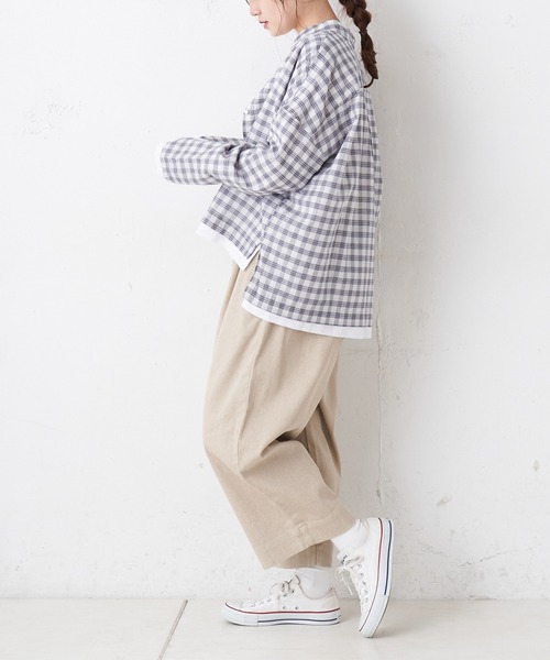 PUAL CE CIN(ピュアルセシン)の「綿麻カツラギストレッチタックパンツ(その他パンツ・レディース・チャコールグレー/アイボリー/ナチュラル・FREE)」の10枚目の写真