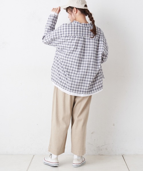 PUAL CE CIN(ピュアルセシン)の「綿麻カツラギストレッチタックパンツ(その他パンツ・レディース・チャコールグレー/アイボリー/ナチュラル・FREE)」の11枚目の写真