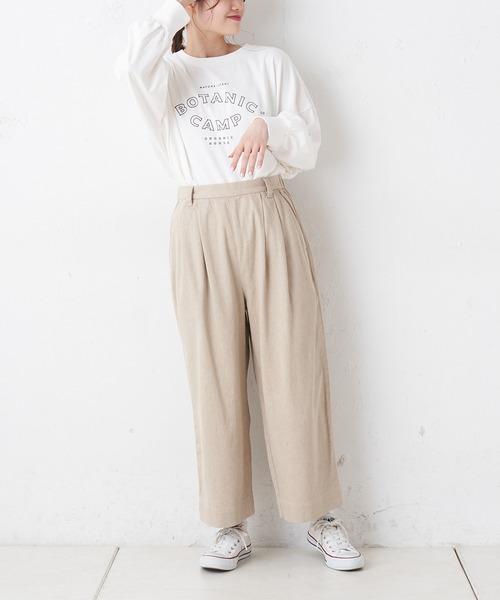 PUAL CE CIN(ピュアルセシン)の「綿麻カツラギストレッチタックパンツ(その他パンツ・レディース・チャコールグレー/アイボリー/ナチュラル・FREE)」の12枚目の写真