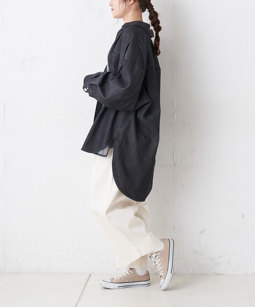 PUAL CE CIN(ピュアルセシン)の「綿麻カツラギストレッチタックパンツ(その他パンツ・レディース・チャコールグレー/アイボリー/ナチュラル・FREE)」の7枚目の写真