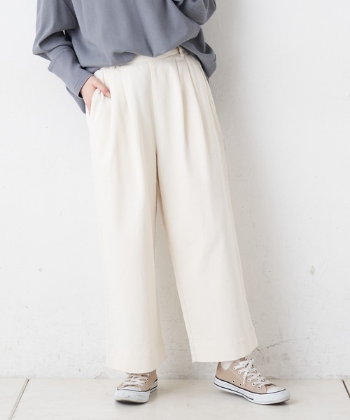 PUAL CE CIN(ピュアルセシン)の「綿麻カツラギストレッチタックパンツ(その他パンツ・レディース・チャコールグレー/アイボリー/ナチュラル・FREE)」の13枚目の写真