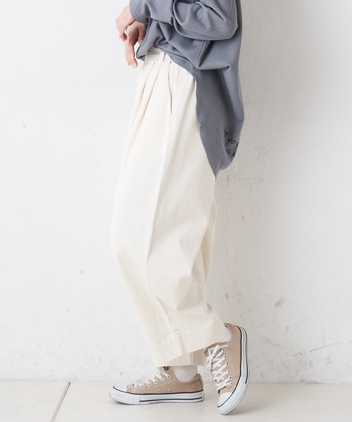 PUAL CE CIN(ピュアルセシン)の「綿麻カツラギストレッチタックパンツ(その他パンツ・レディース・チャコールグレー/アイボリー/ナチュラル・FREE)」の14枚目の写真