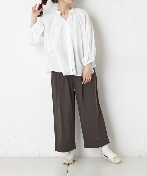 PUAL CE CIN(ピュアルセシン)の「綿麻カツラギストレッチタックパンツ(その他パンツ・レディース・チャコールグレー/アイボリー/ナチュラル・FREE)」の21枚目の写真