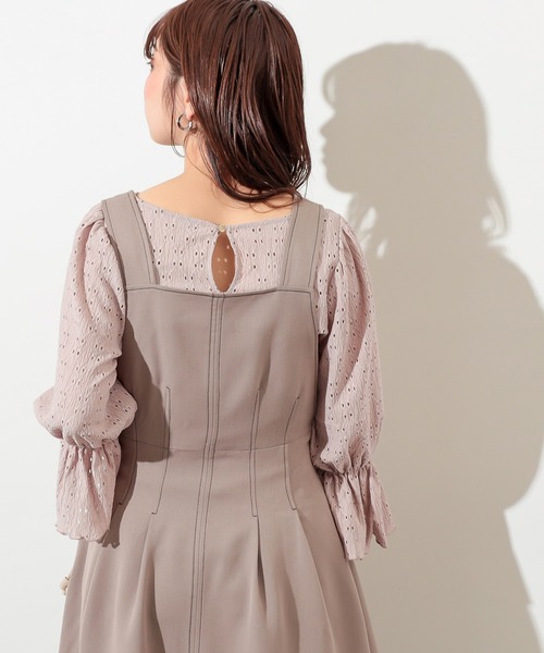 natural couture(ナチュラルクチュール)の「カットレース胸くしゅデザイントップス(Tシャツ/カットソー・レディース・オフホワイト/ベージュ/ラベンダー/ブラック・FREE)」の12枚目の写真