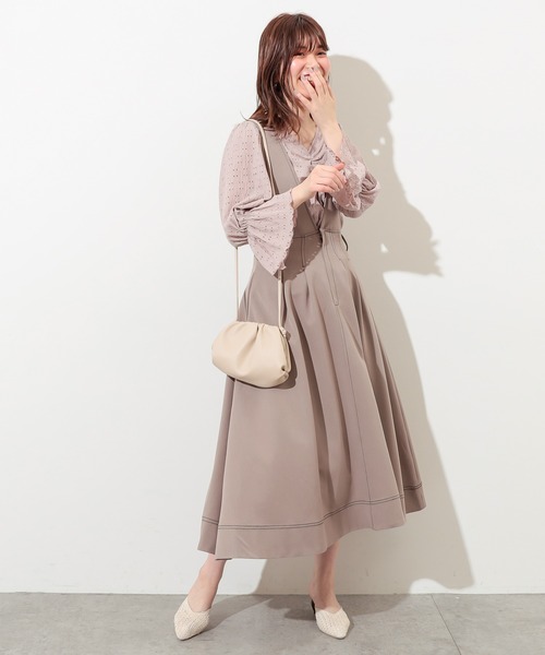 natural couture(ナチュラルクチュール)の「カットレース胸くしゅデザイントップス(Tシャツ/カットソー・レディース・オフホワイト/ベージュ/ラベンダー/ブラック・FREE)」の16枚目の写真