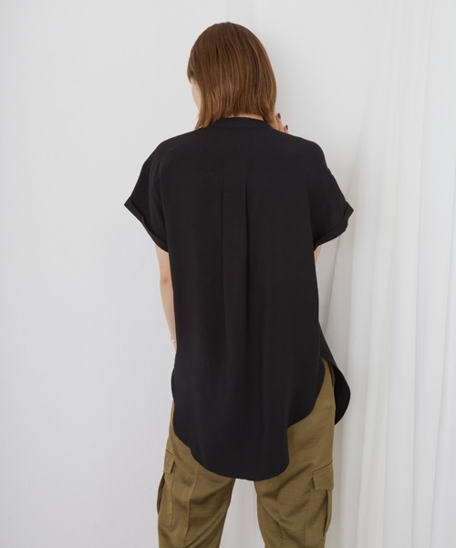 Aunt Marie's（アントマリーズ）の「ボザムピンタックハーフスリーブドレスシャツ（シャツ/ブラウス・レディース・ホワイト/ブラック/ダークグリーン・FREE）」の18枚目の写真