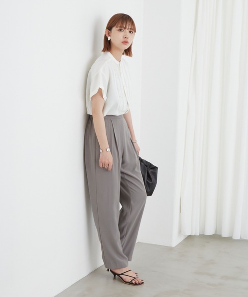 Aunt Marie's（アントマリーズ）の「ボザムピンタックハーフスリーブドレスシャツ（シャツ/ブラウス・レディース・ホワイト/ブラック/ダークグリーン・FREE）」の9枚目の写真