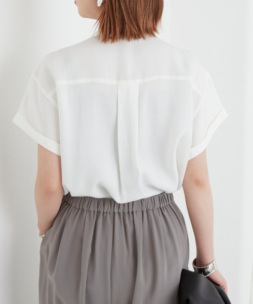 Aunt Marie's（アントマリーズ）の「ボザムピンタックハーフスリーブドレスシャツ（シャツ/ブラウス・レディース・ホワイト/ブラック/ダークグリーン・FREE）」の15枚目の写真