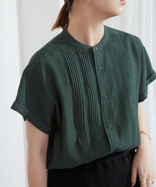 Aunt Marie's（アントマリーズ）の「ボザムピンタックハーフスリーブドレスシャツ（シャツ/ブラウス・レディース・ホワイト/ブラック/ダークグリーン・FREE）」の20枚目の写真