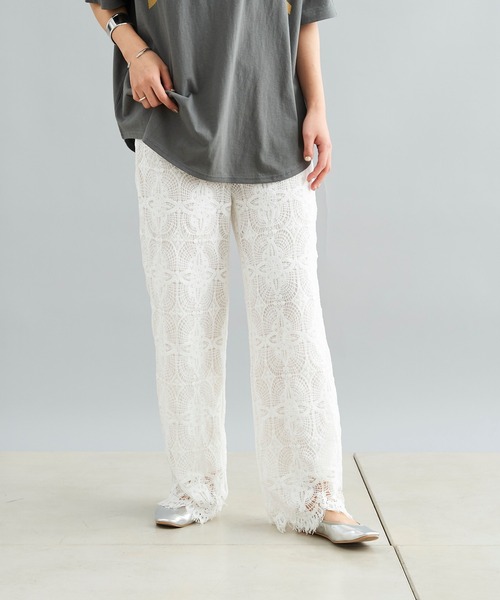 DouDou（ドゥドゥ）の「レースイージーパンツ（その他パンツ・レディース・ホワイト/ブラック・FREE）」の7枚目の写真
