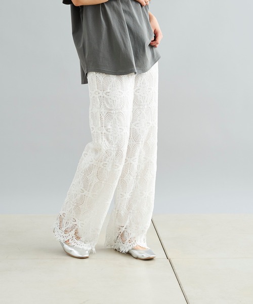 DouDou（ドゥドゥ）の「レースイージーパンツ（その他パンツ・レディース・ホワイト/ブラック・FREE）」の4枚目の写真