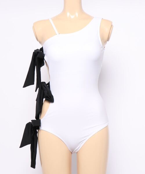 サイドリボンワンピース　水着 セール】サイドリボン付きワンピース水着（水着）｜Lace Ladies