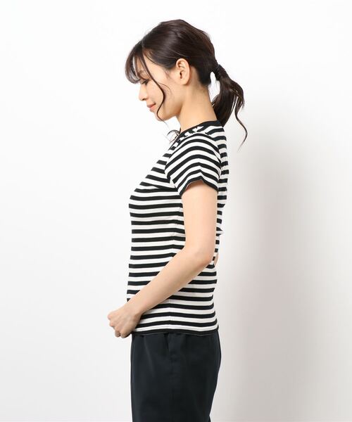 agnes b.（アニエスベー）の「JGF3 TS ボーダーTシャツ（Tシャツ/カットソー・レディース・ブラック×ホワイト・3/1/2）」の3枚目の写真