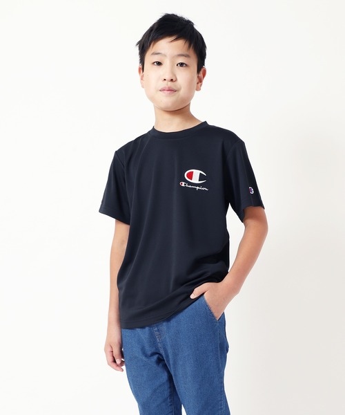 Champion（チャンピオン）の「Chamion/チャンピオン　キッズスポーツ　ロゴプリントTシャツ（Tシャツ/カットソー・キッズ・ブラック/ホワイト/ブルー/ネイビー/イエロー・100cm/120cm/130cm/160cm/140cm/150cm/110cm）」の3枚目の写真