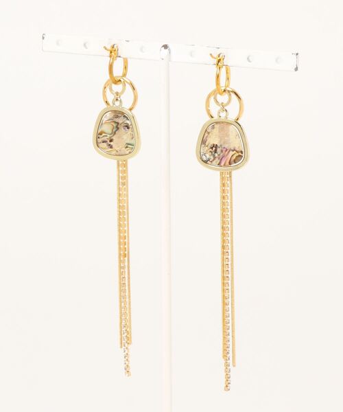 tone(トーン)の「【kapalili luna.】Shell×zirconia tassel pierce(MA)(ピアス(両耳用)・レディース・ゴールド・FREE)」の2枚目の写真