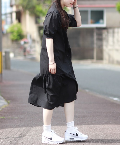 Monocoro toppi（モノコロトッピ）の「裾切り替え シャツワンピース（ワンピース・レディース・ブラック/ベージュ/オフホワイト/ブラック系その他・M）」の8枚目の写真