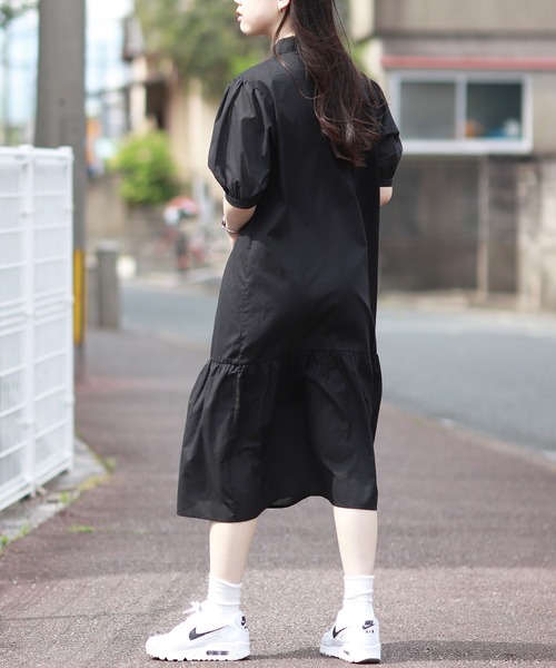 Monocoro toppi（モノコロトッピ）の「裾切り替え シャツワンピース（ワンピース・レディース・ブラック/ベージュ/オフホワイト/ブラック系その他・M）」の9枚目の写真