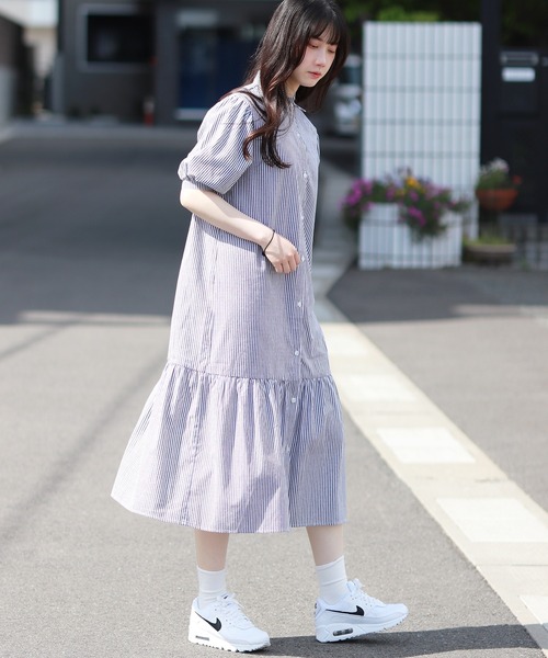 Monocoro toppi（モノコロトッピ）の「裾切り替え シャツワンピース（ワンピース・レディース・ブラック/ベージュ/オフホワイト/ブラック系その他・M）」の10枚目の写真