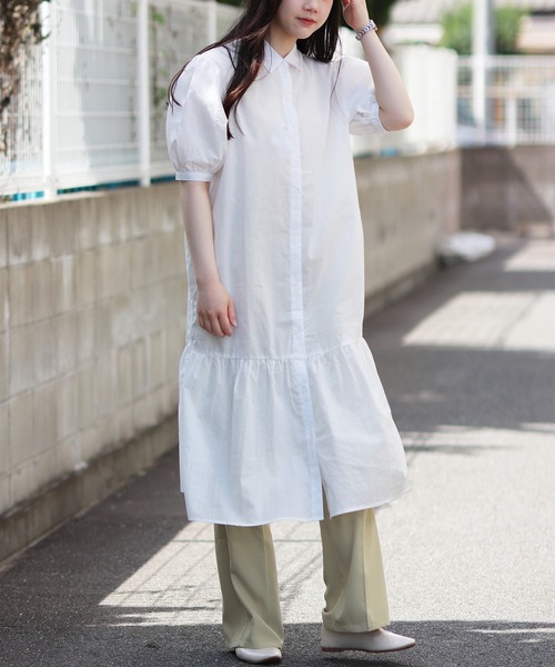 Monocoro toppi（モノコロトッピ）の「裾切り替え シャツワンピース（ワンピース・レディース・ブラック/ベージュ/オフホワイト/ブラック系その他・M）」の5枚目の写真