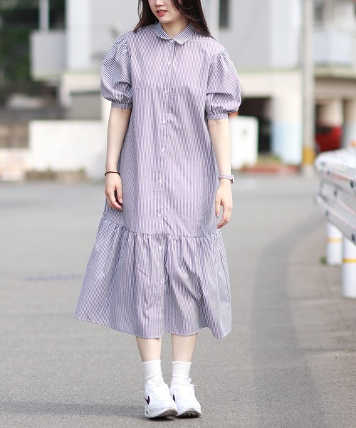 Monocoro toppi（モノコロトッピ）の「裾切り替え シャツワンピース（ワンピース・レディース・ブラック/ベージュ/オフホワイト/ブラック系その他・M）」の17枚目の写真