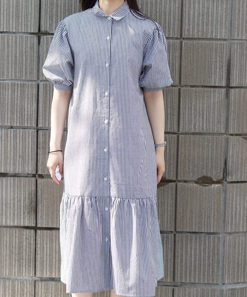 Monocoro toppi（モノコロトッピ）の「裾切り替え シャツワンピース（ワンピース・レディース・ブラック/ベージュ/オフホワイト/ブラック系その他・M）」の19枚目の写真