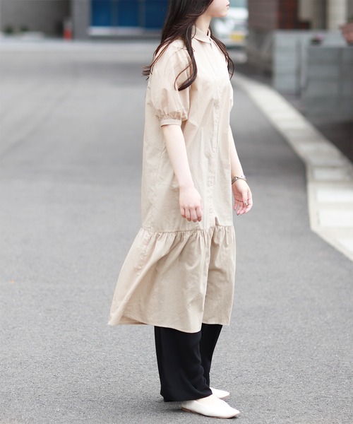 Monocoro toppi（モノコロトッピ）の「裾切り替え シャツワンピース（ワンピース・レディース・ブラック/ベージュ/オフホワイト/ブラック系その他・M）」の13枚目の写真