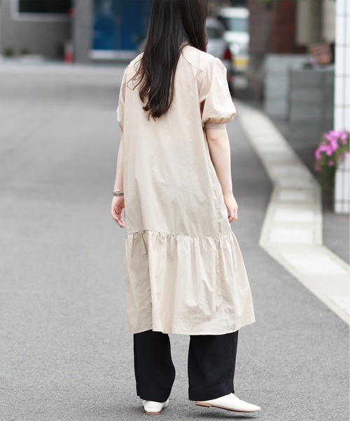 Monocoro toppi（モノコロトッピ）の「裾切り替え シャツワンピース（ワンピース・レディース・ブラック/ベージュ/オフホワイト/ブラック系その他・M）」の14枚目の写真