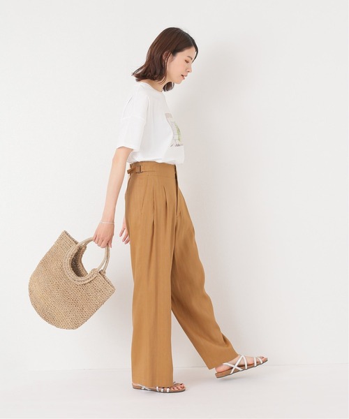 Simplicite（サンプリシテ）の「サイドバックル リネンストライプパンツ◆（スラックス・レディース・ネイビー/キャメル・FREE）」の20枚目の写真