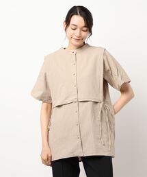 Samansa Mos2 | レイヤード風バンドカラーブラウス(シャツ/ブラウス)