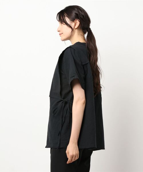 Samansa Mos2（サマンサ モスモス）の「レイヤード風バンドカラーブラウス（シャツ/ブラウス・レディース・ブラック/ベージュ/ミント・ﾌﾘ-）」の4枚目の写真