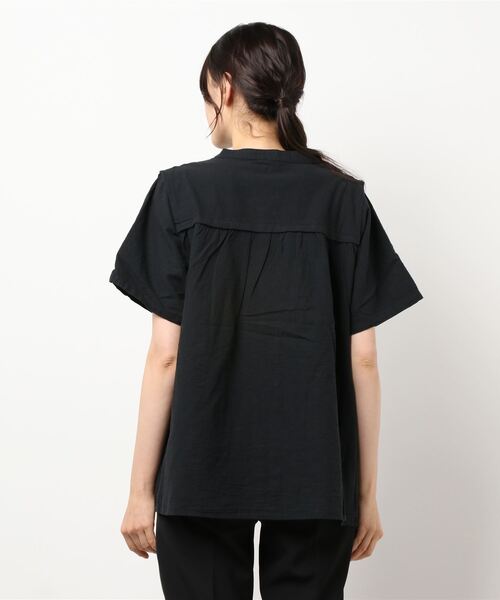 Samansa Mos2（サマンサ モスモス）の「レイヤード風バンドカラーブラウス（シャツ/ブラウス・レディース・ブラック/ベージュ/ミント・ﾌﾘ-）」の5枚目の写真